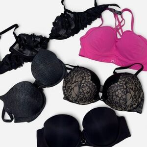 Bundle Deal*  Victoria's Secret Black and Pink Lace Bra Collection Set of 5